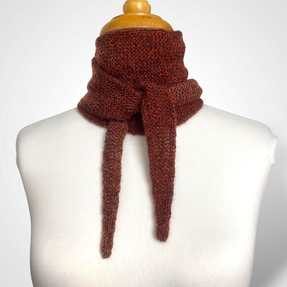 Sophie Scarf Brown Burnt Orange Wool Neck Warmer Hand Knit Women Neckerchief - Picture 4 of 8